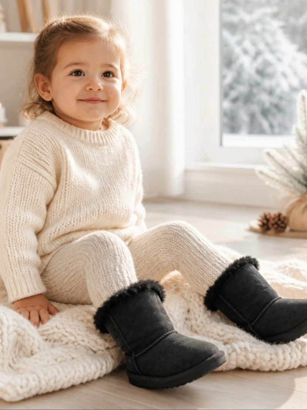 Ugg Bailey Bow II Toddler Girls Black Lace Up Booties, Size US 7